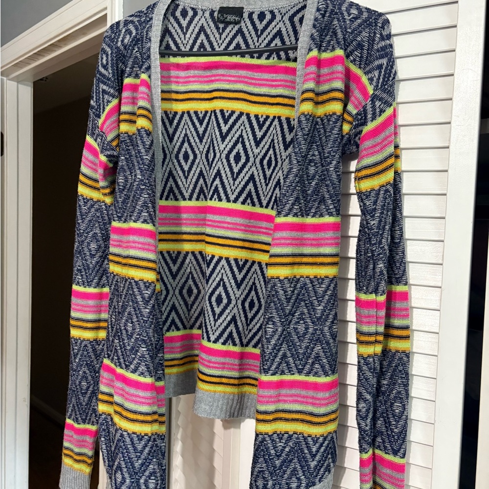 Daytrip Pink and Yellow Cardigan Sweater